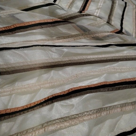 Coast Skirt Womens 12 Cream Stripe Geometric Midi Lined Zip Net Diamond Flared - Picture 7 of 15